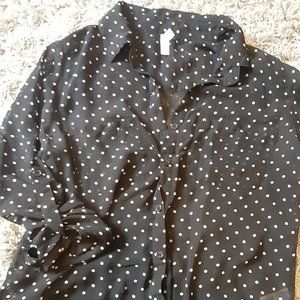 Black Lace Button Up Blouse